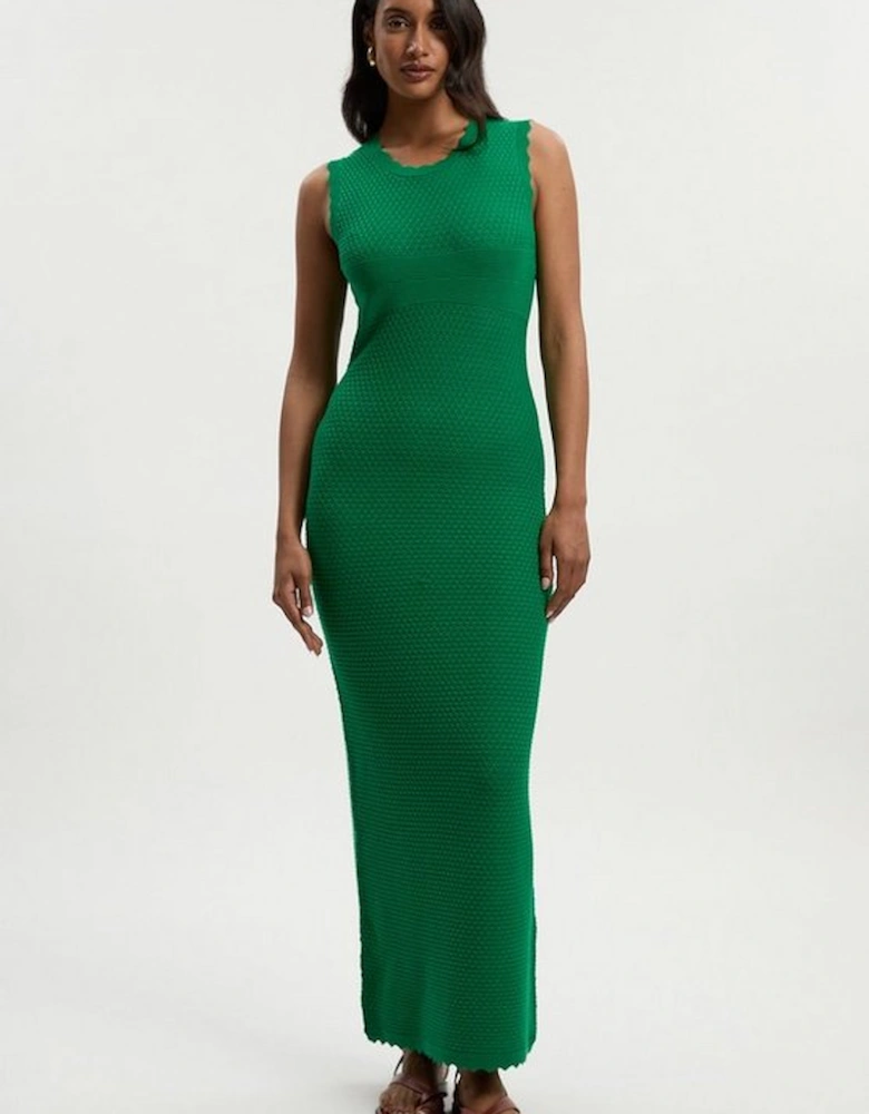Textured Stitch Wrap Back Knitted Maxi Dress