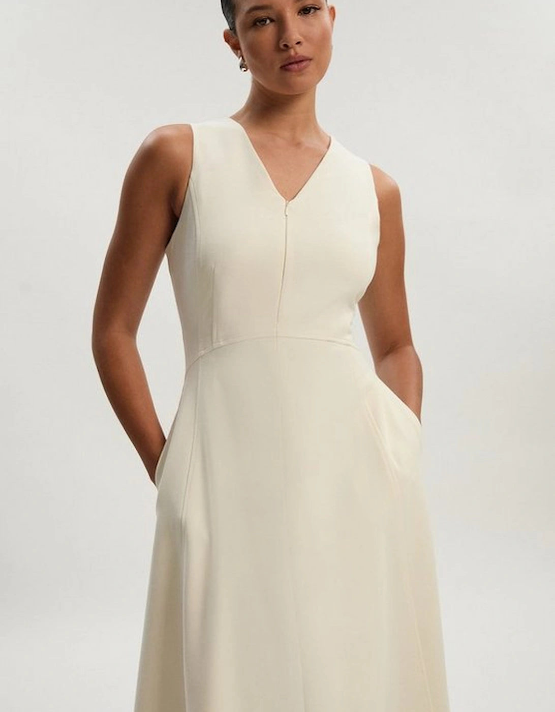 Compact Essential Tailored Sleeveless Midi Dress, 5 of 4