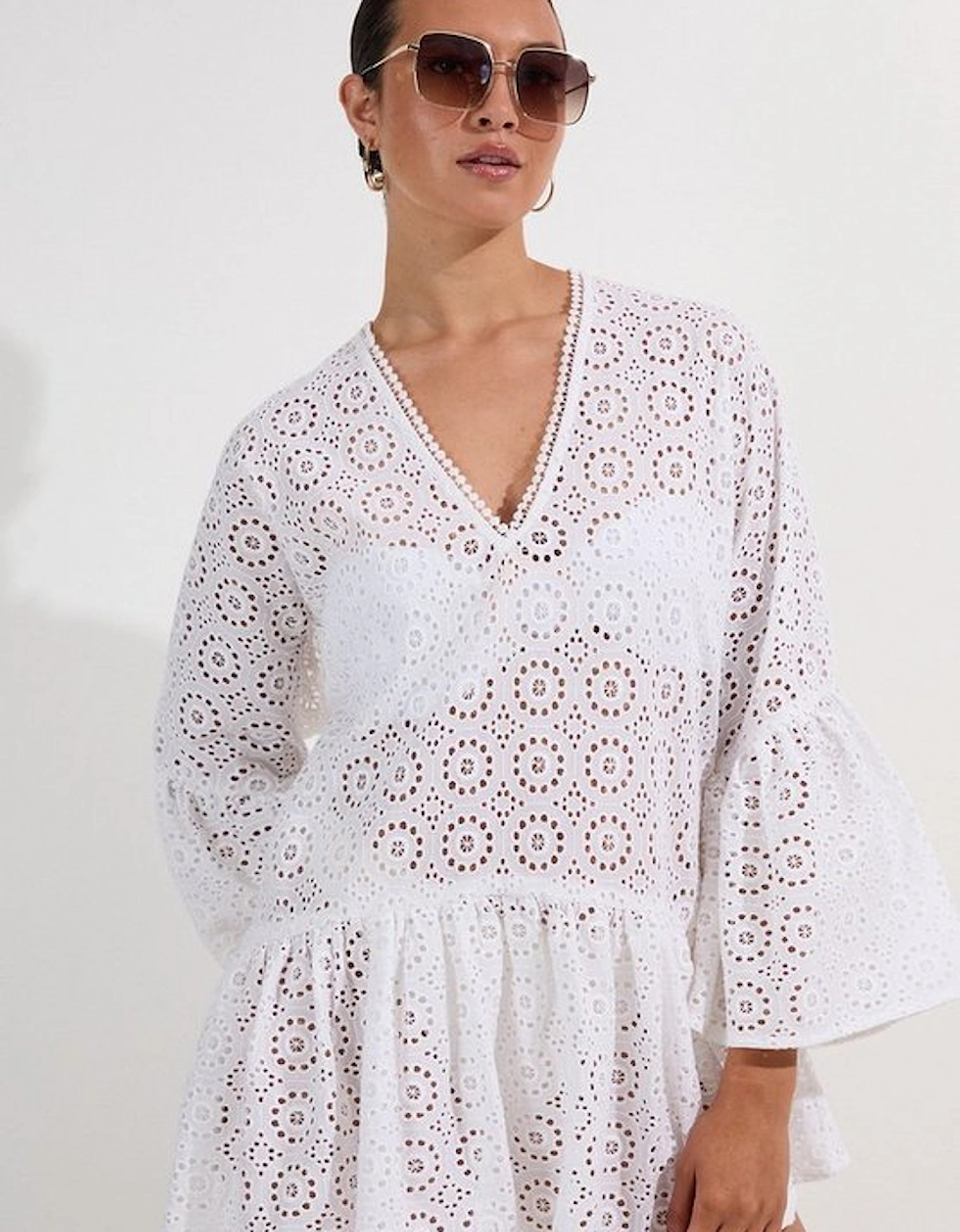 Cotton Broderie Beach Mini Kimono, 5 of 4