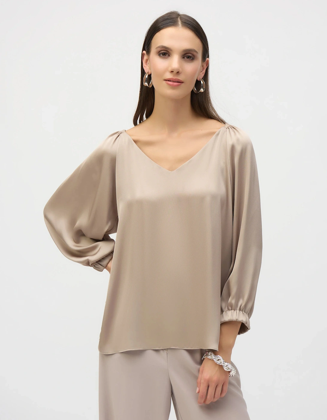 Satin V neck straight top, 4 of 3