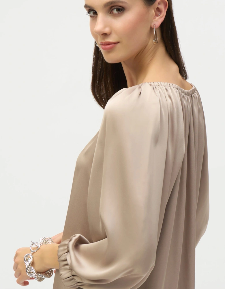 Satin V neck straight top