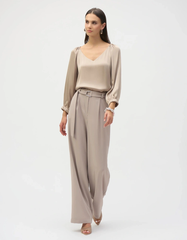 Satin V neck straight top