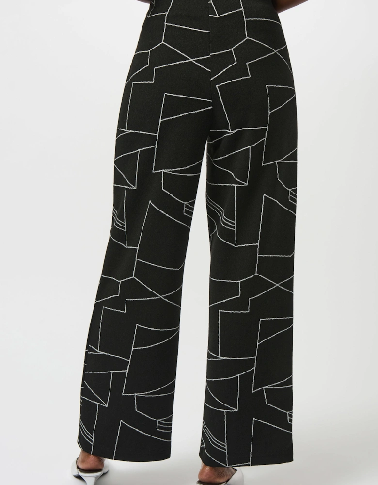 Jacquard knit abstract print wide leg pants