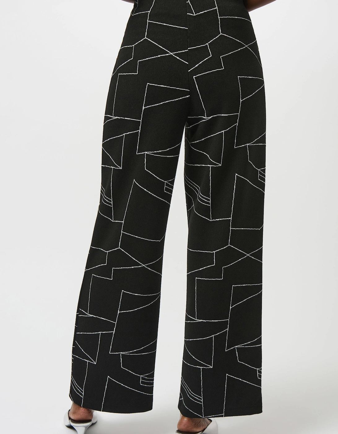 Jacquard knit abstract print wide leg pants