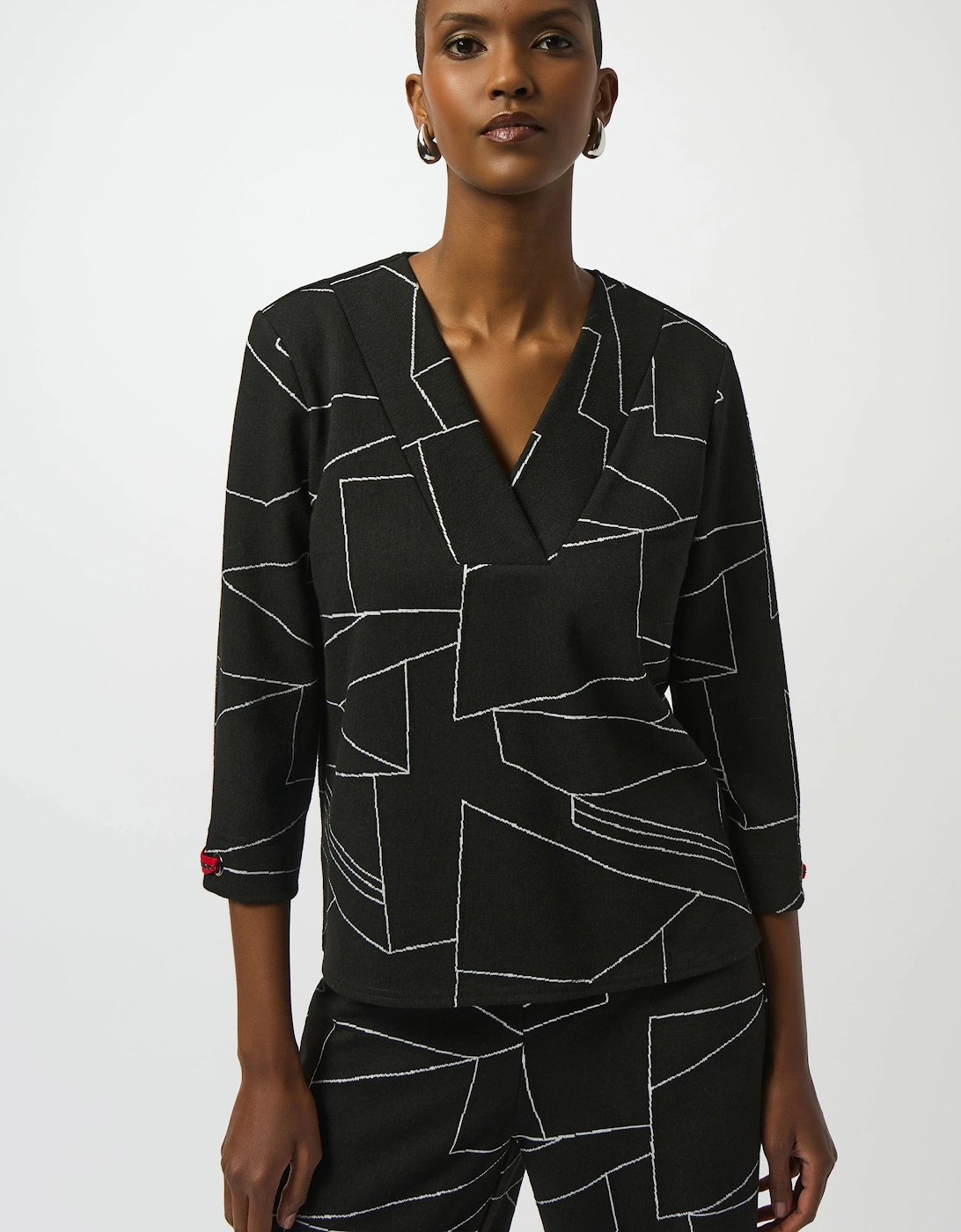 Jacquard knit abstract print boxy top, 4 of 3