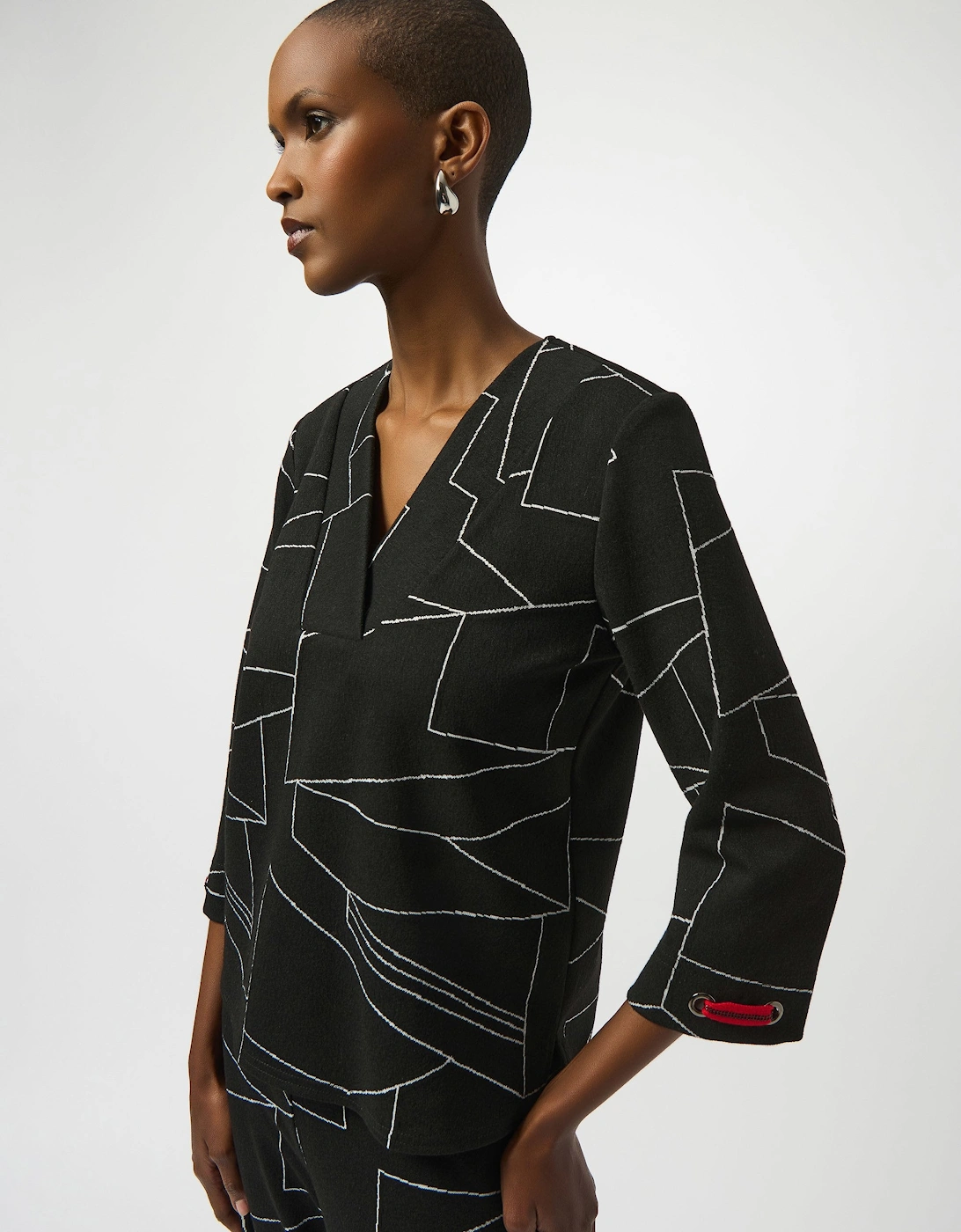 Jacquard knit abstract print boxy top