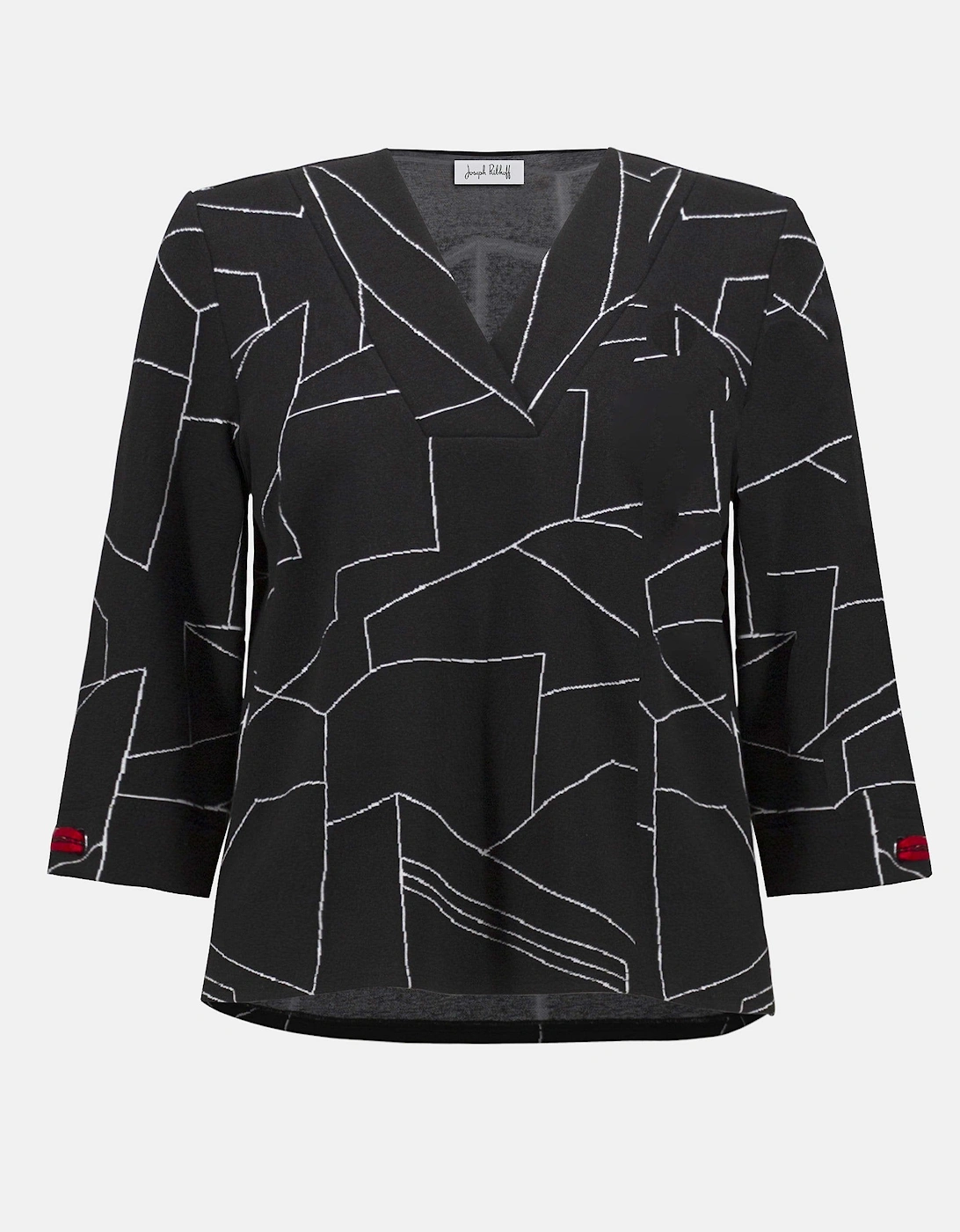 Jacquard knit abstract print boxy top