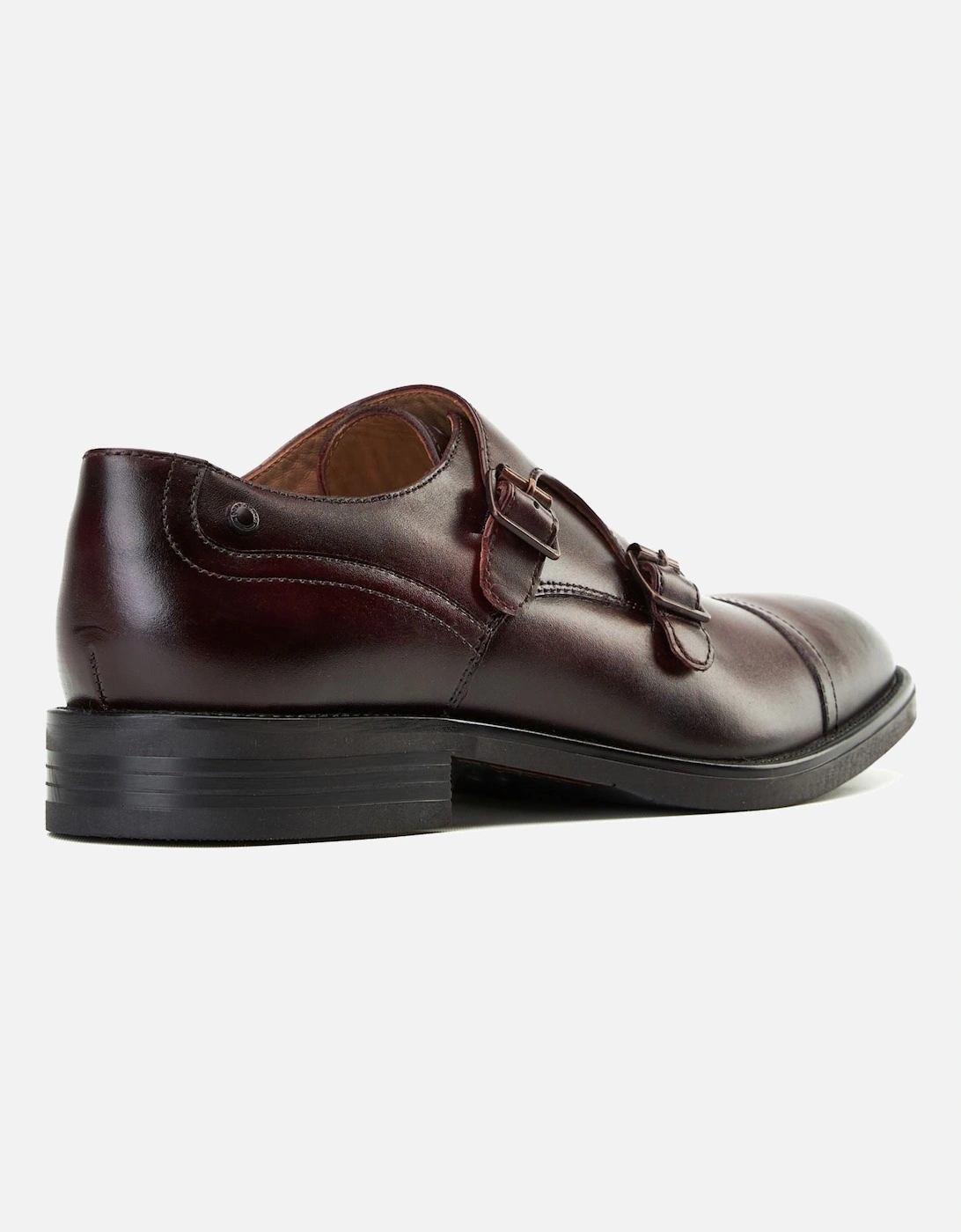 London Taper Leather Men's Bordo Double Monk Shoes