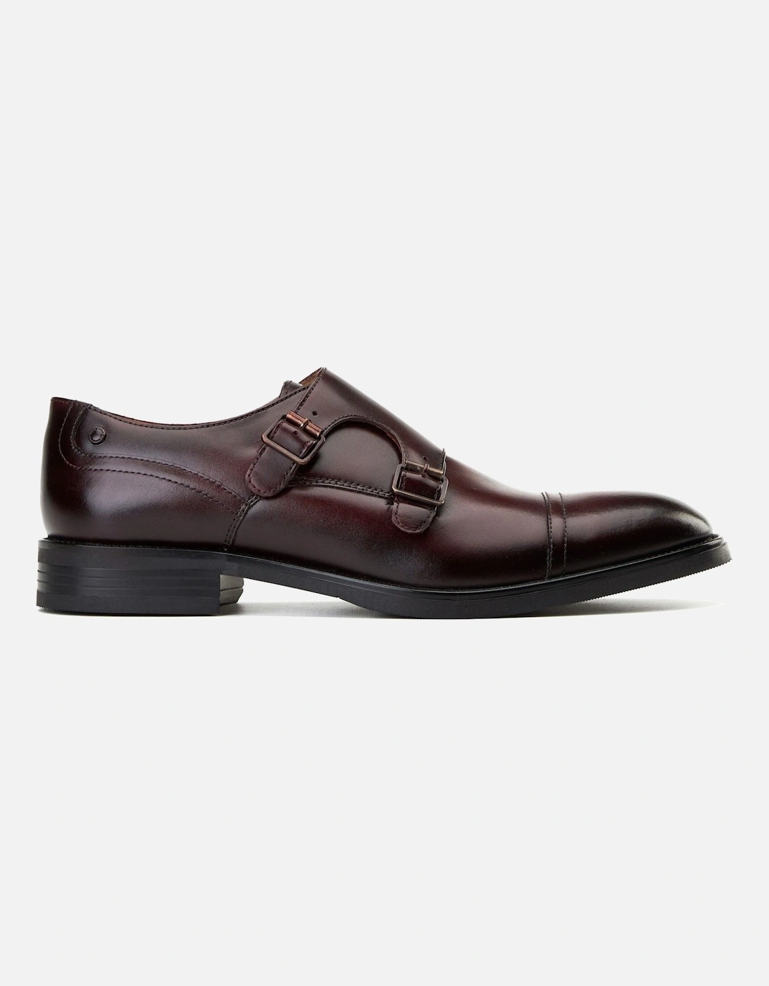 London Taper Leather Men's Bordo Double Monk Shoes