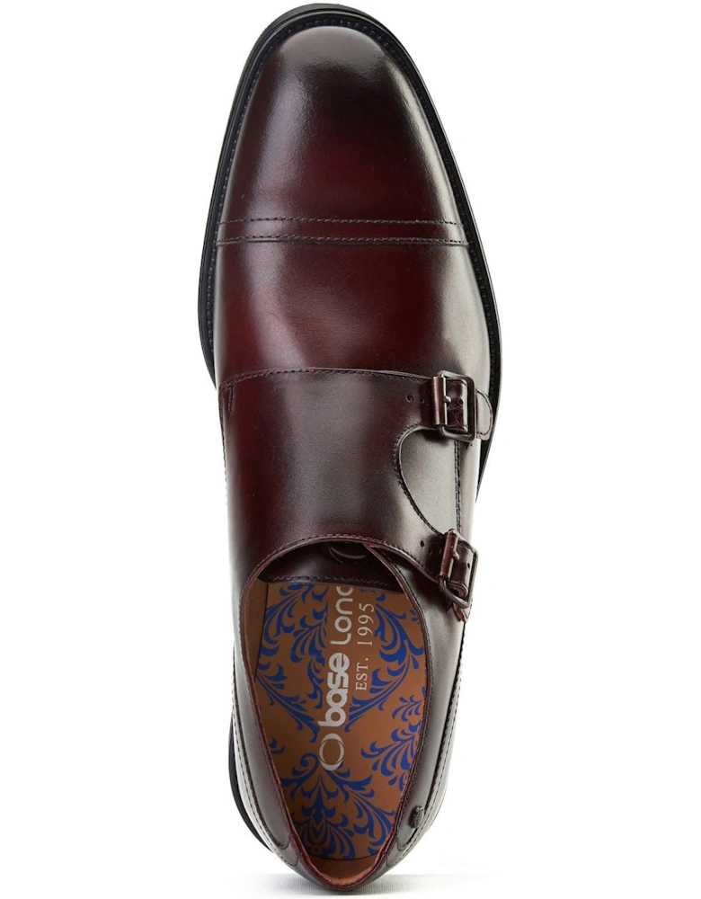 London Taper Leather Men's Bordo Double Monk Shoes