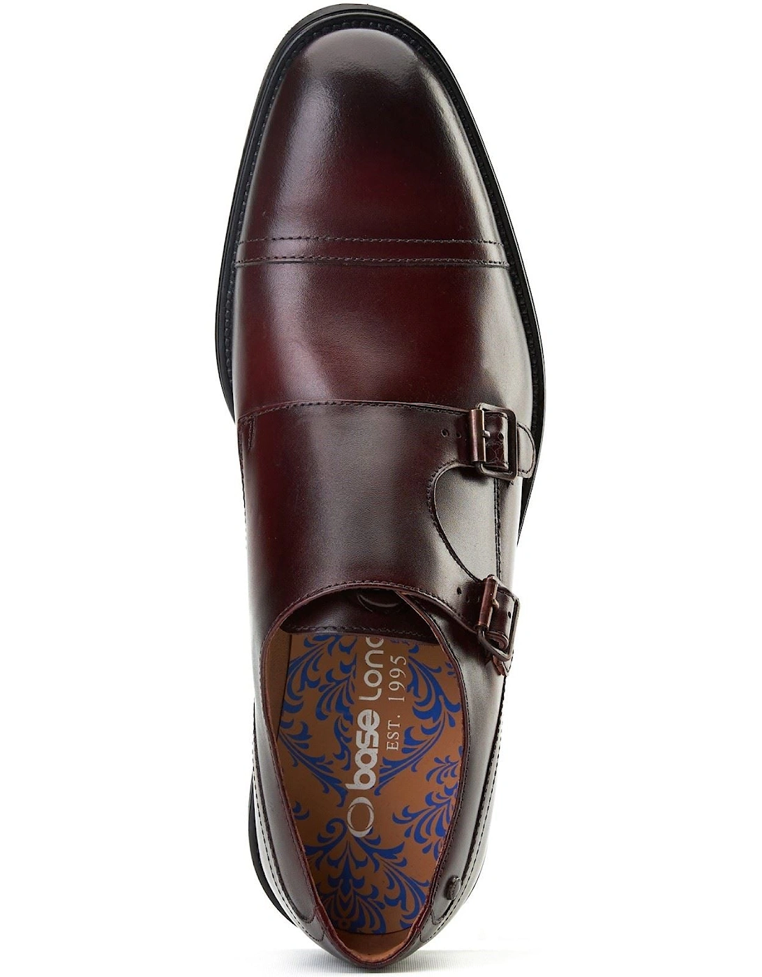 London Taper Leather Men's Bordo Double Monk Shoes