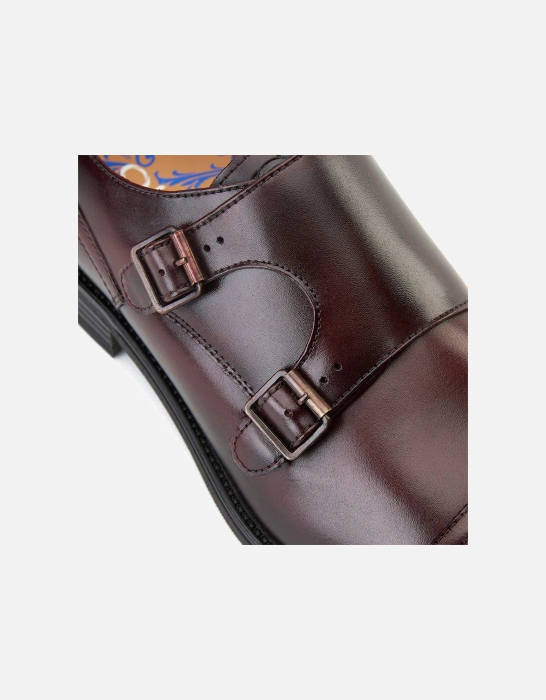 London Taper Leather Men's Bordo Double Monk Shoes
