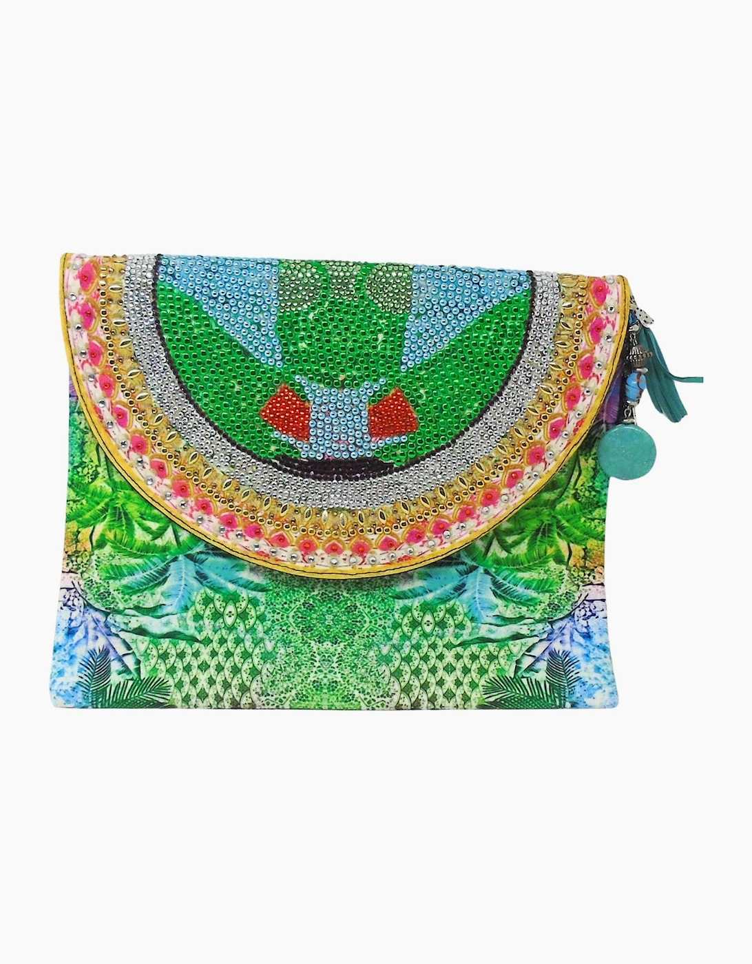 Women's Inoa Fashion Palm Leaves Clutch Bag Womens - Green - Size: ONE size