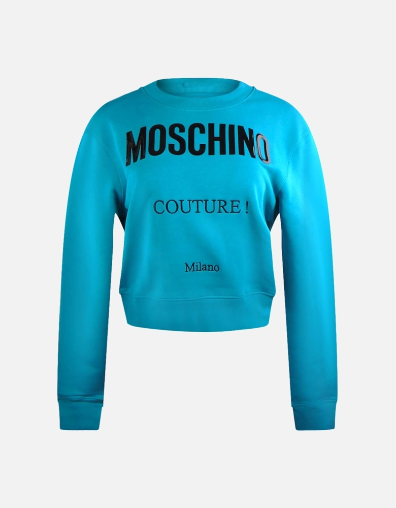 Couture Logo Turquoise Blue Sweatshirt