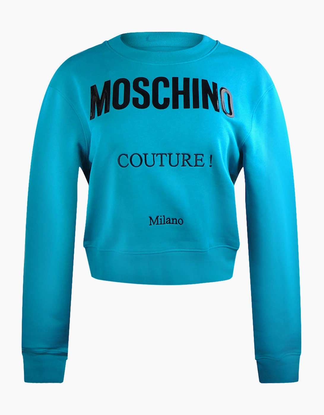 Moschino Women's Blue Couture Logo Turquoise Sweatshirt  6 Xs