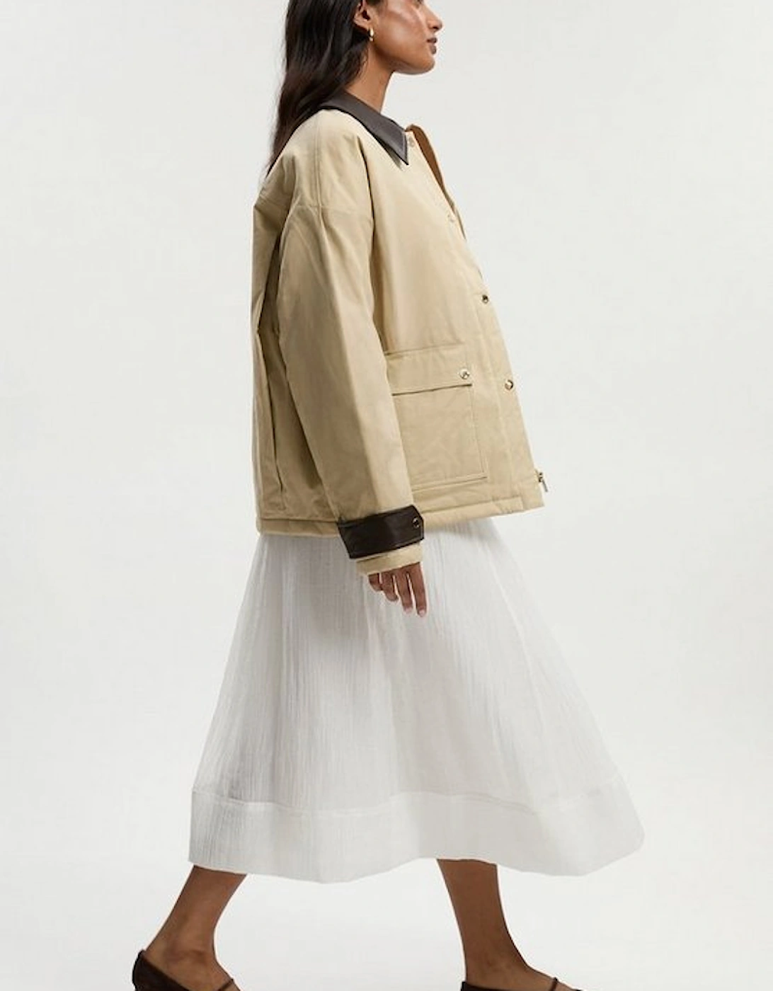 Quilted Contrast Collar Barn Jacket, 2 of 1