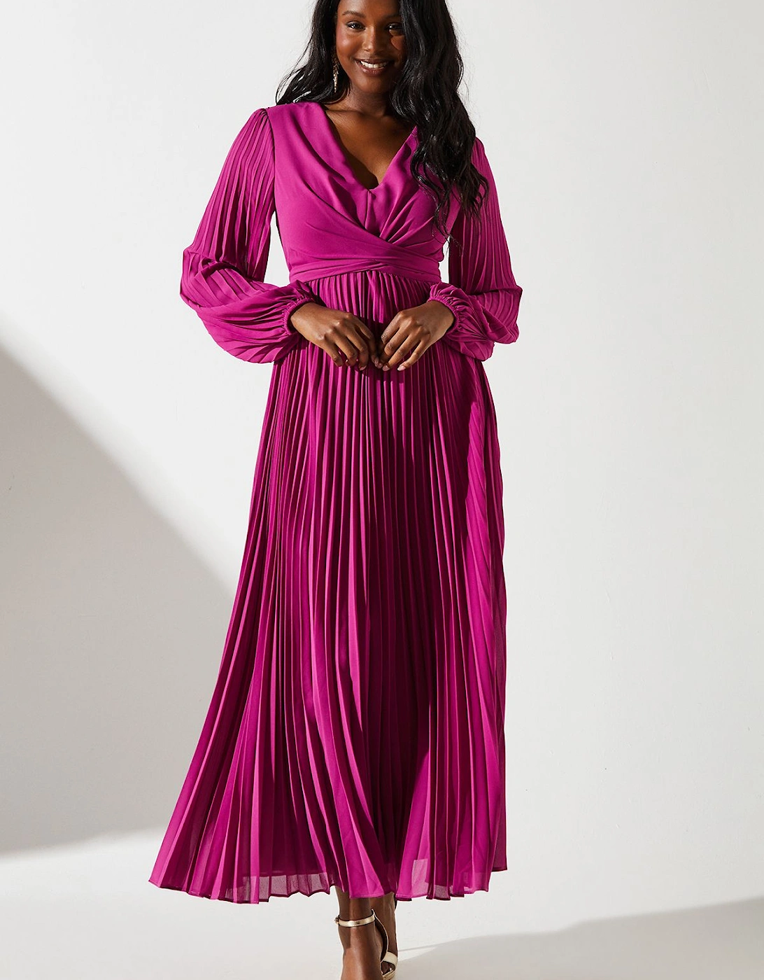 Pleated Wrap Front Dress, 2 of 1