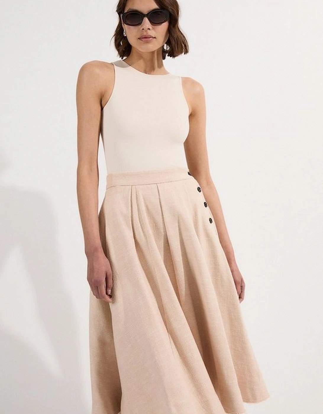 Spring Tweed Tailored Pleated Full Skirt, 2 of 1