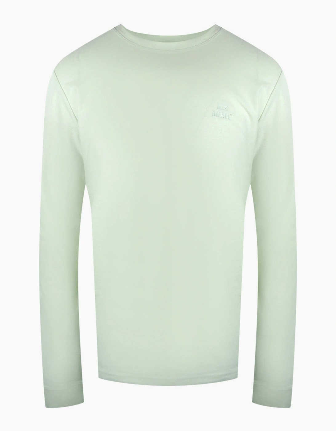 Diesel Men's Green Monotone Logo Long Sleeve Off White T-Shirt  40 L
