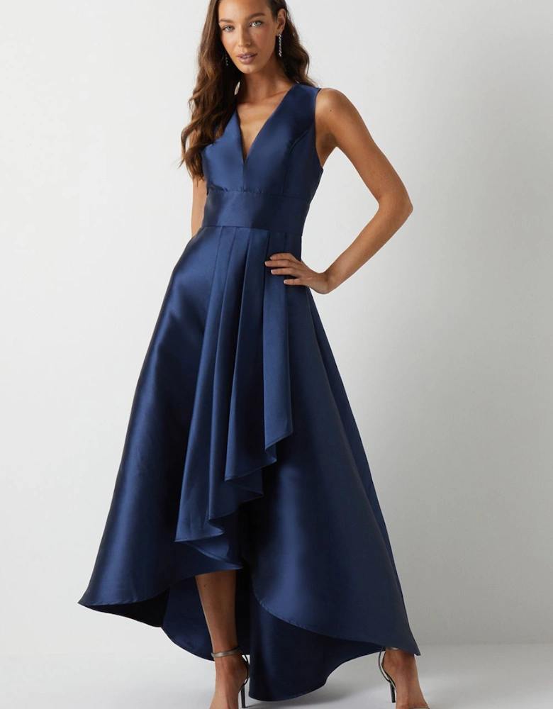 Honoured Sleeveless Plunge Waterfall Twill Maxi Bridesmaid Dress