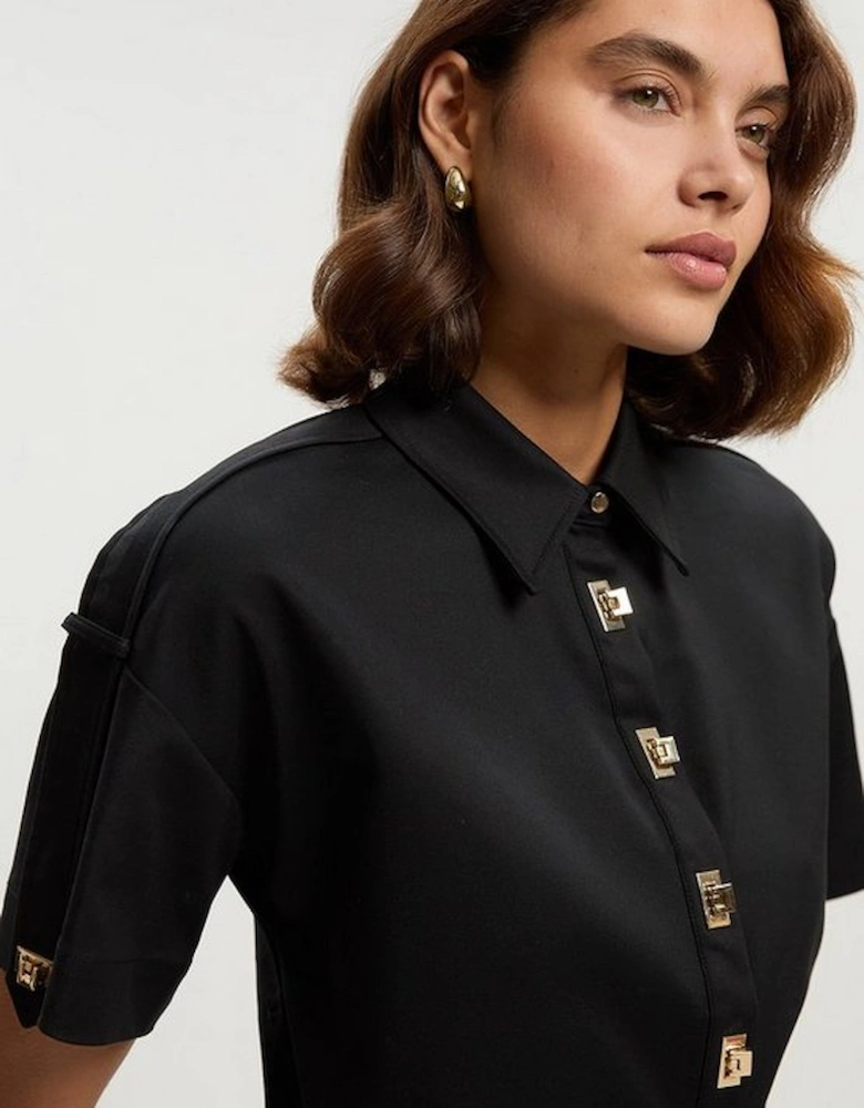 Techno Cotton Woven Short Sleeve Hardwear Detail Shirt