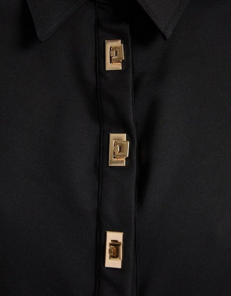 Techno Cotton Woven Short Sleeve Hardwear Detail Shirt