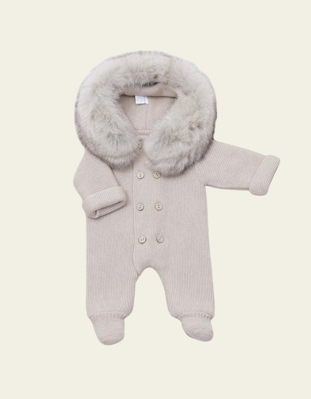 Camel Knit Faux Fur Pramsuit, 4 of 3