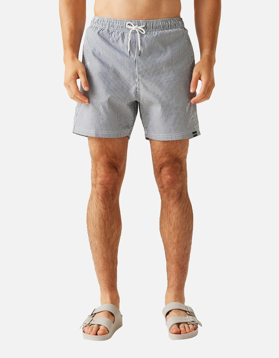 Mens Loras Stripe Seersucker Swim Shorts