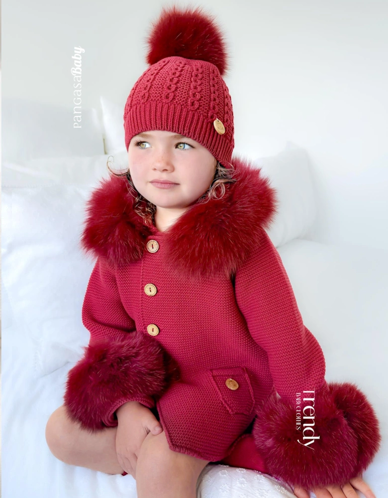 Dark Red Natural Fur Cuffs