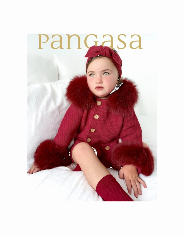 Dark Red Natural Fur Cuffs