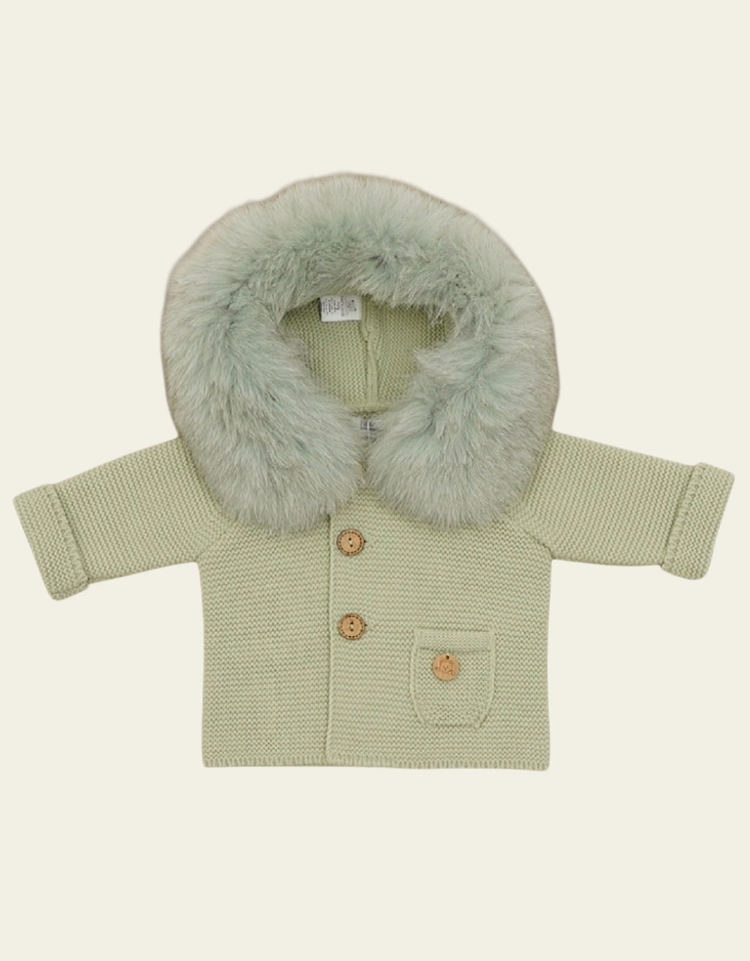 Leaf Green Knit Natural Fur Cardigan, 4 of 3