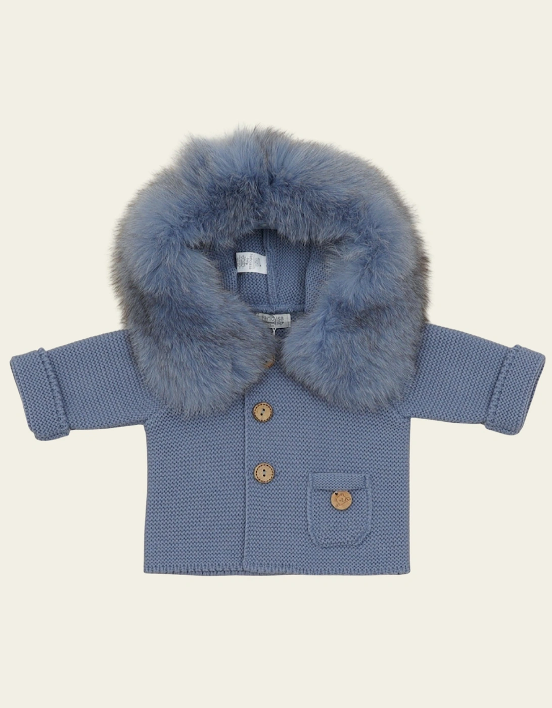 Strong Blue Knit Natural Fur Cardigan, 5 of 4