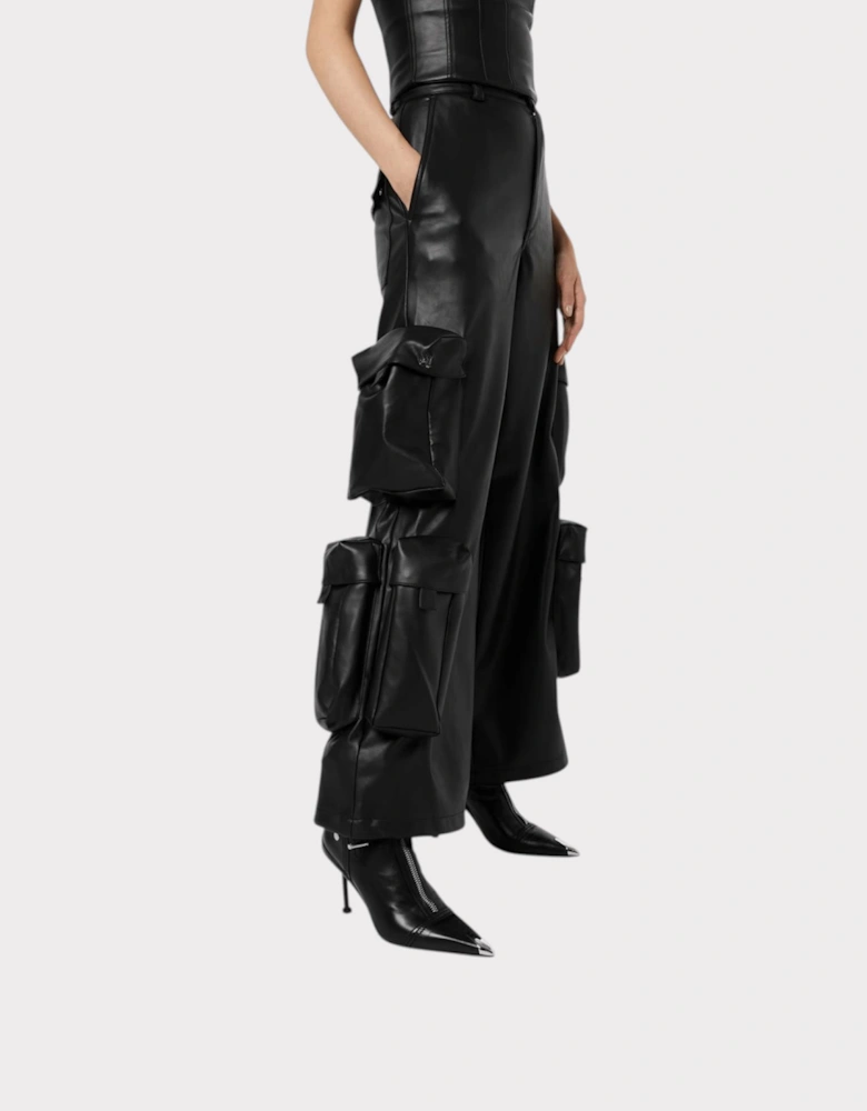 Wmns Leather Cargo Pant Black
