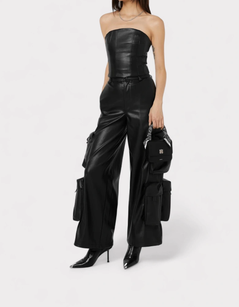 Wmns Leather Cargo Pant Black