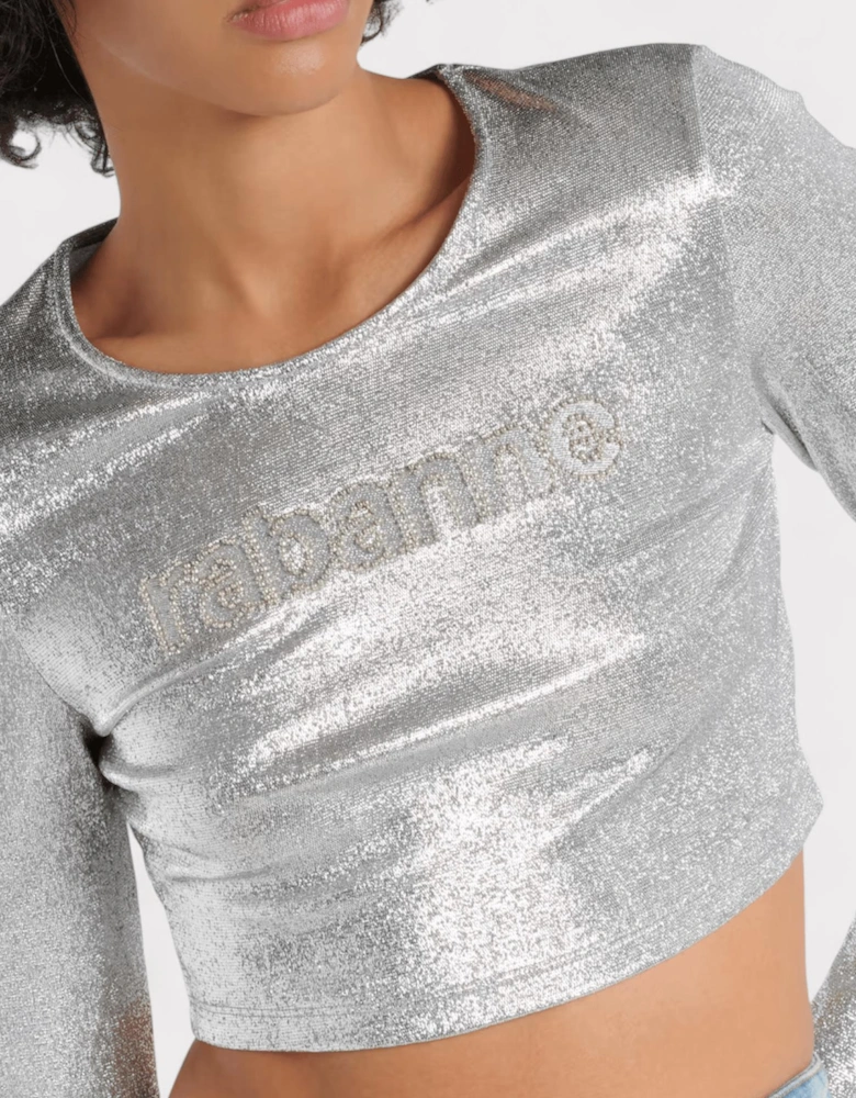 Cropped Long Sleeve Top Silver