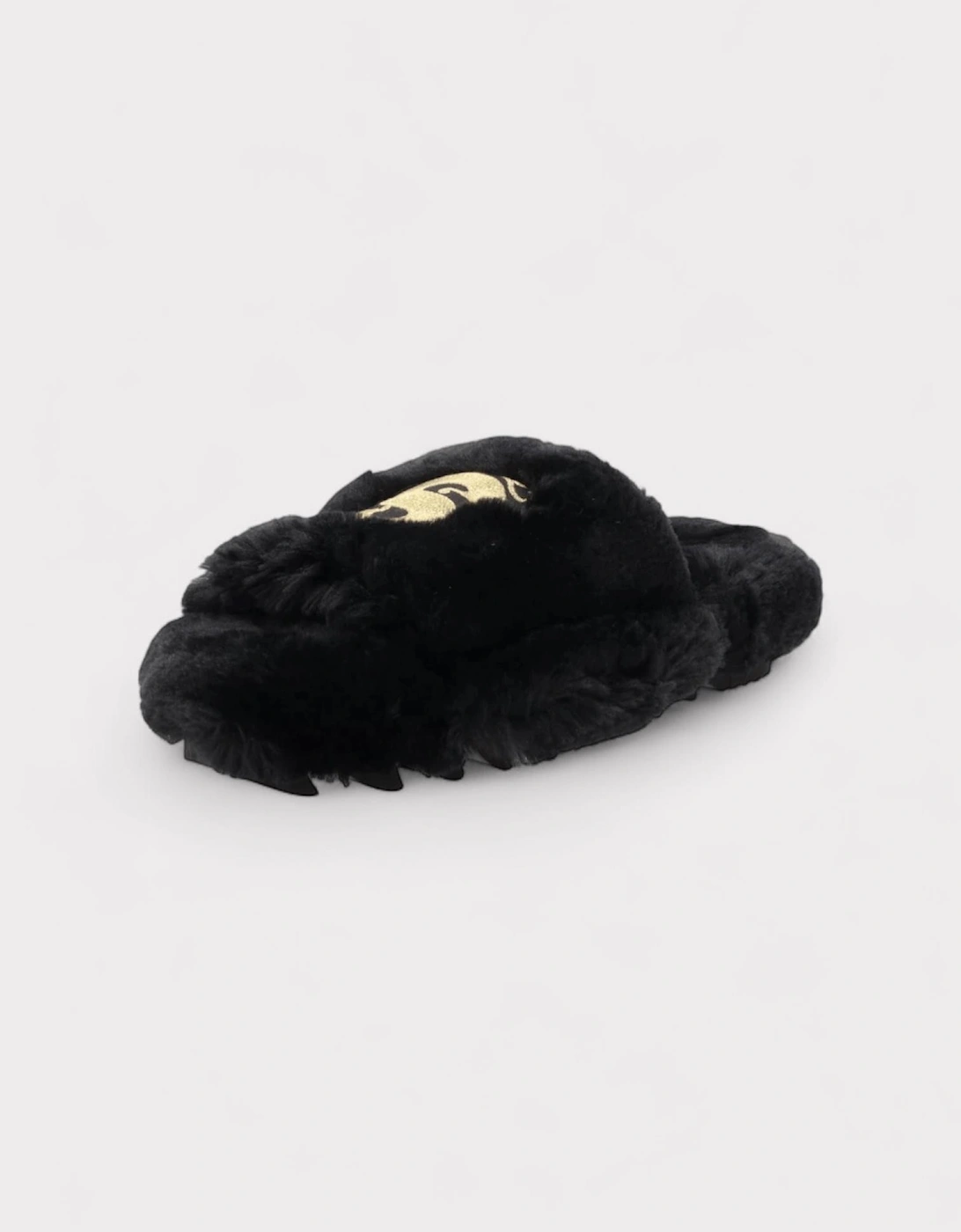 Wmns Fuax Fur Comfort Slippers Black