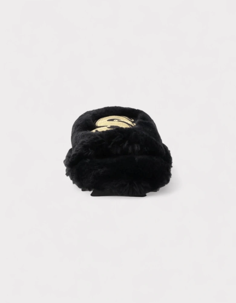 Wmns Fuax Fur Comfort Slippers Black