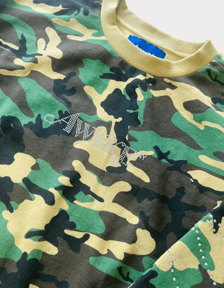 Awake NY Rhinestone Camo Sweatshirt Camo Green