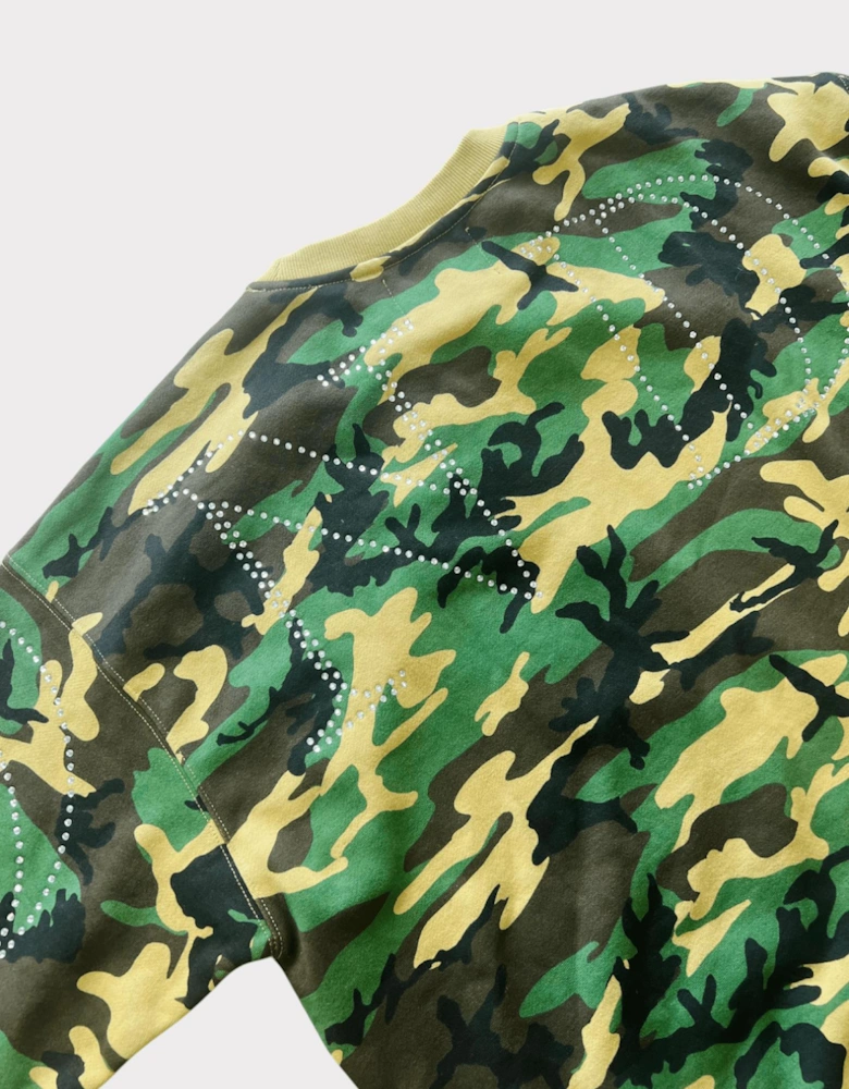 Awake NY Rhinestone Camo Sweatshirt Camo Green