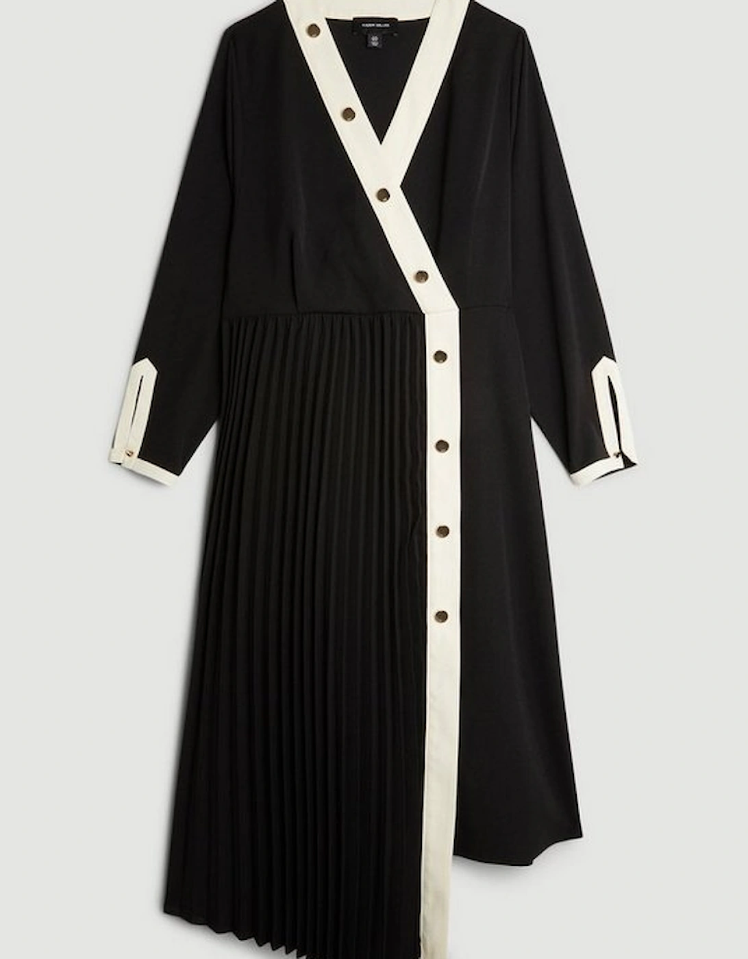 Plus Size  Twill Pleated Woven Midi Dress