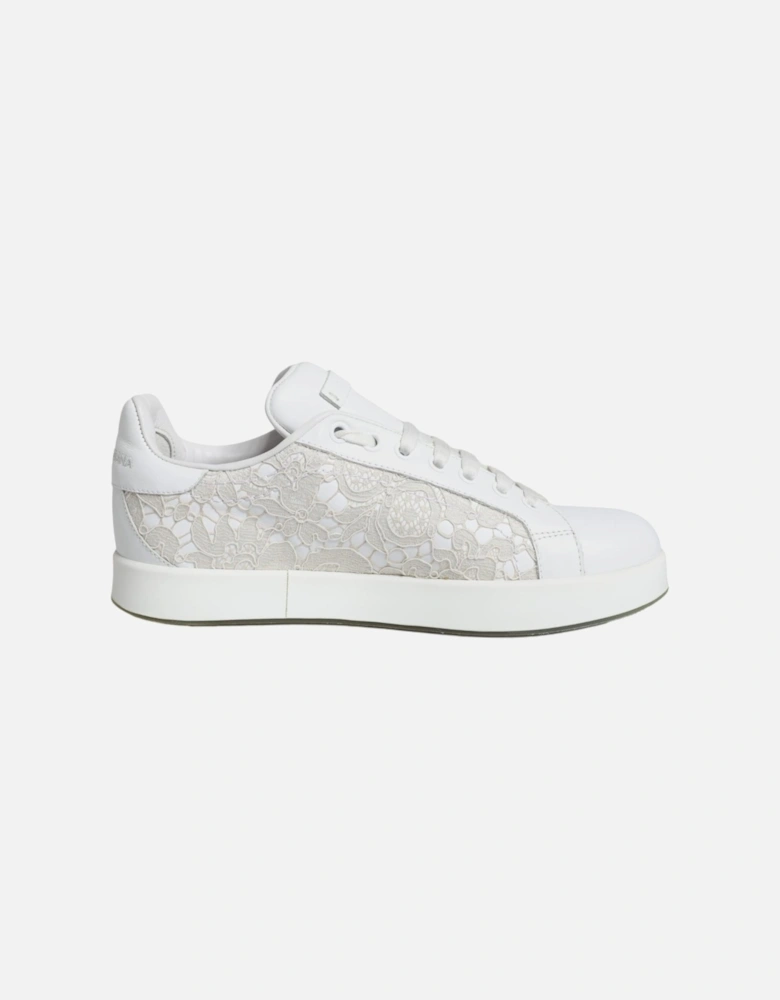 Portofino Leather Lace-Up Sneakers with Logo Women - White