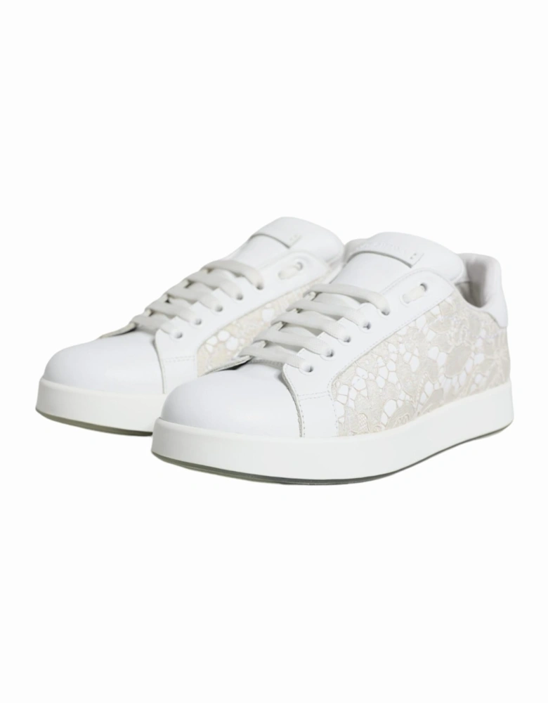 Portofino Leather Lace-Up Sneakers with Logo Women - White