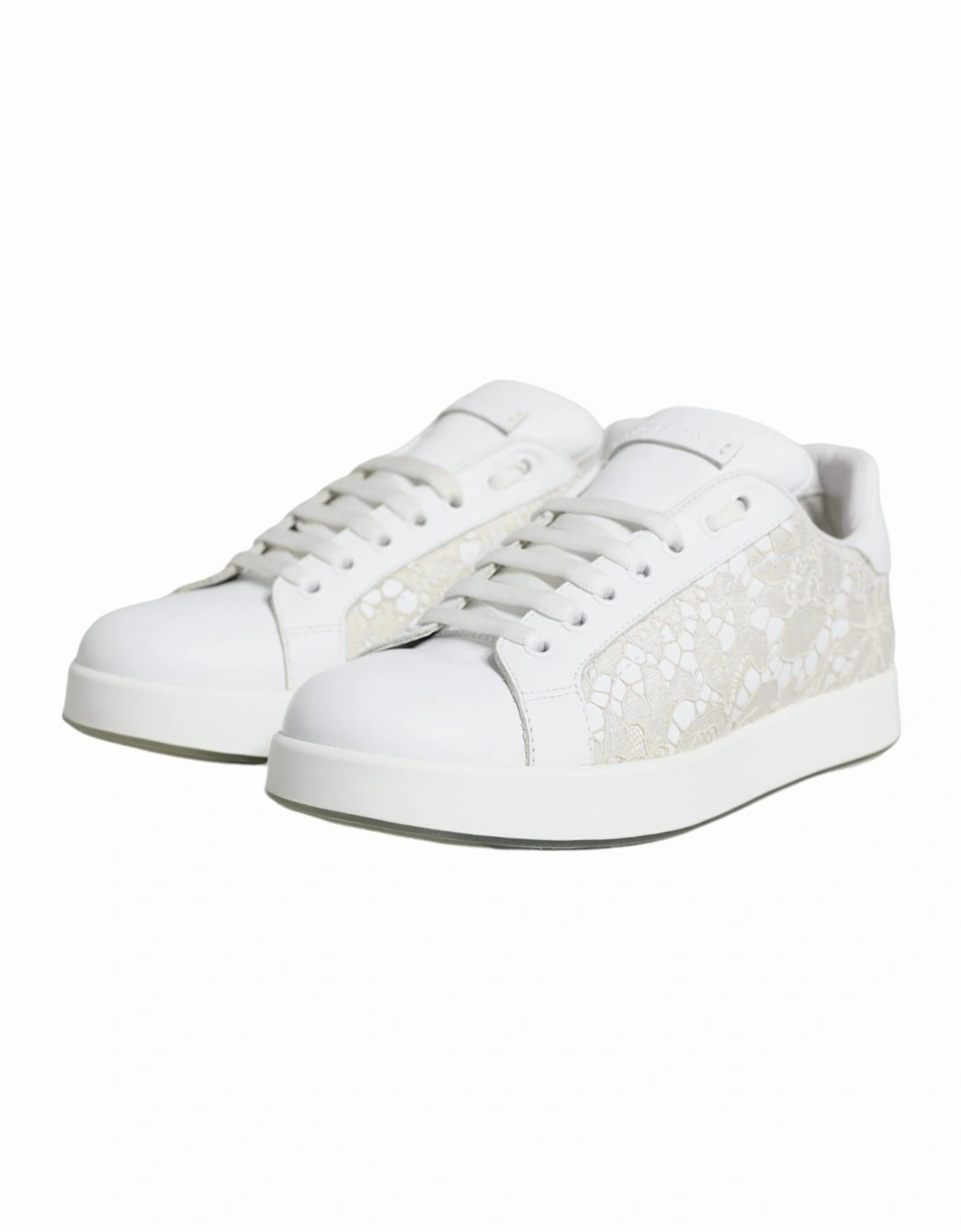 Portofino Leather Lace-Up Sneakers with Logo Women - White