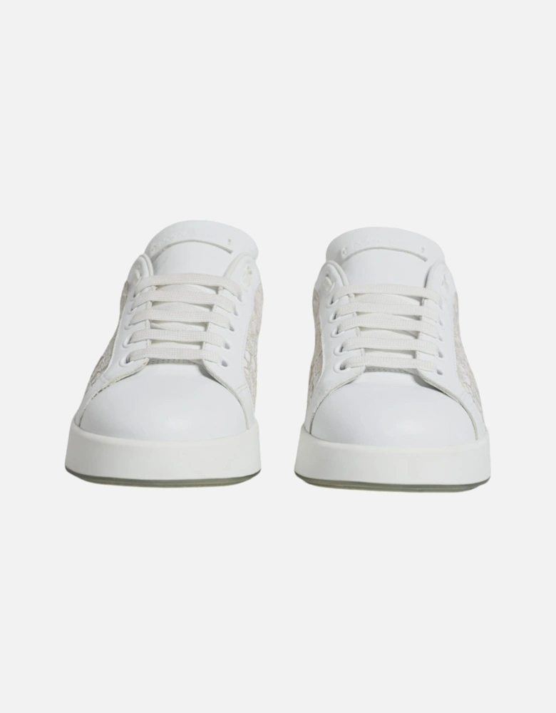 Portofino Leather Lace-Up Sneakers with Logo Women - White