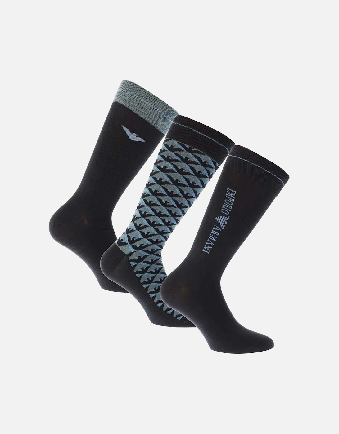 3 Pack of Jacquard Logo Socks, 2 of 1