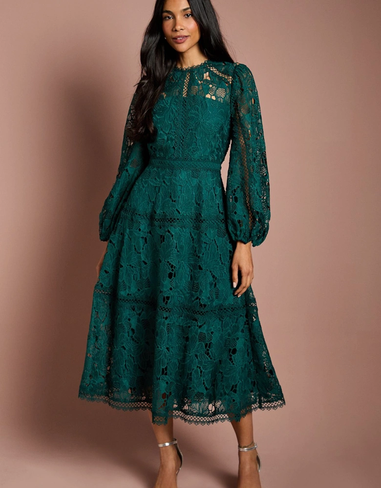 Lace Panelled Long Sleeve Dress