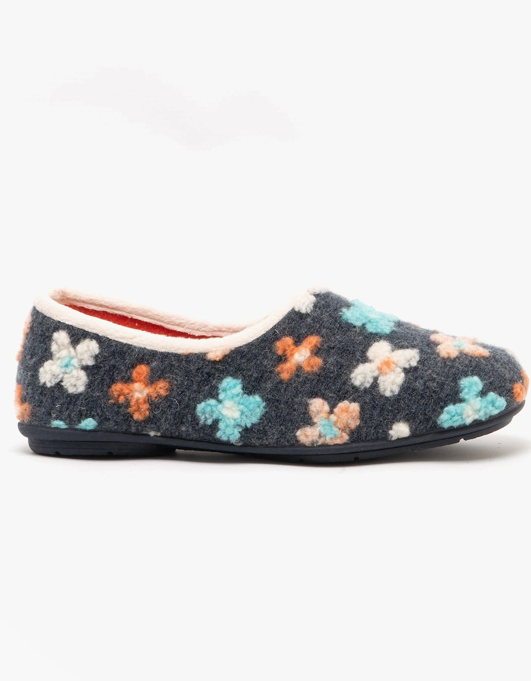 GRACIE Womens Knitted Full Slippers Grey Multi, 4 of 3