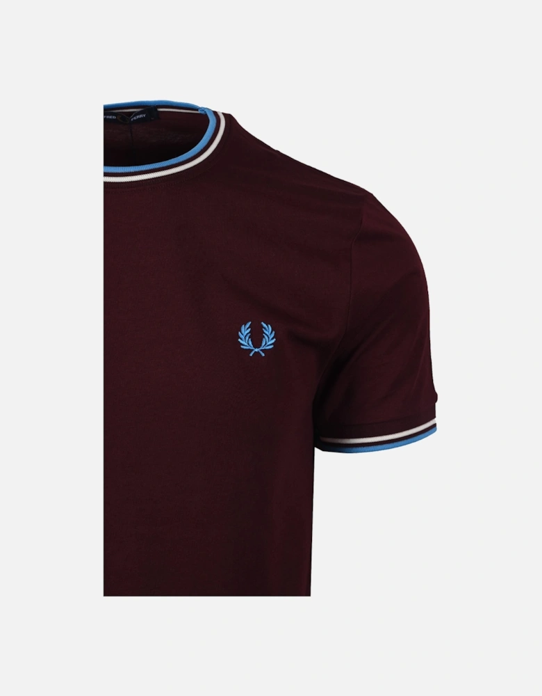 Twin Tipped T-Shirt Oxblood/Ecru/Court Blue