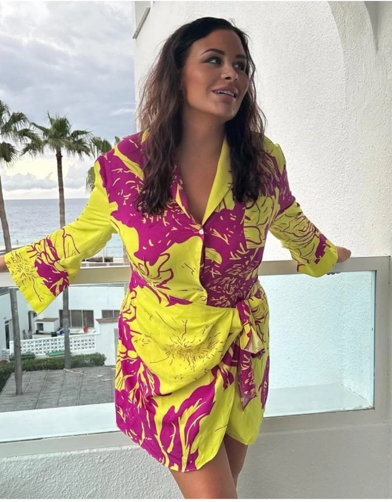 Rayon Blend Sienna Floral Mini Shirt Dress