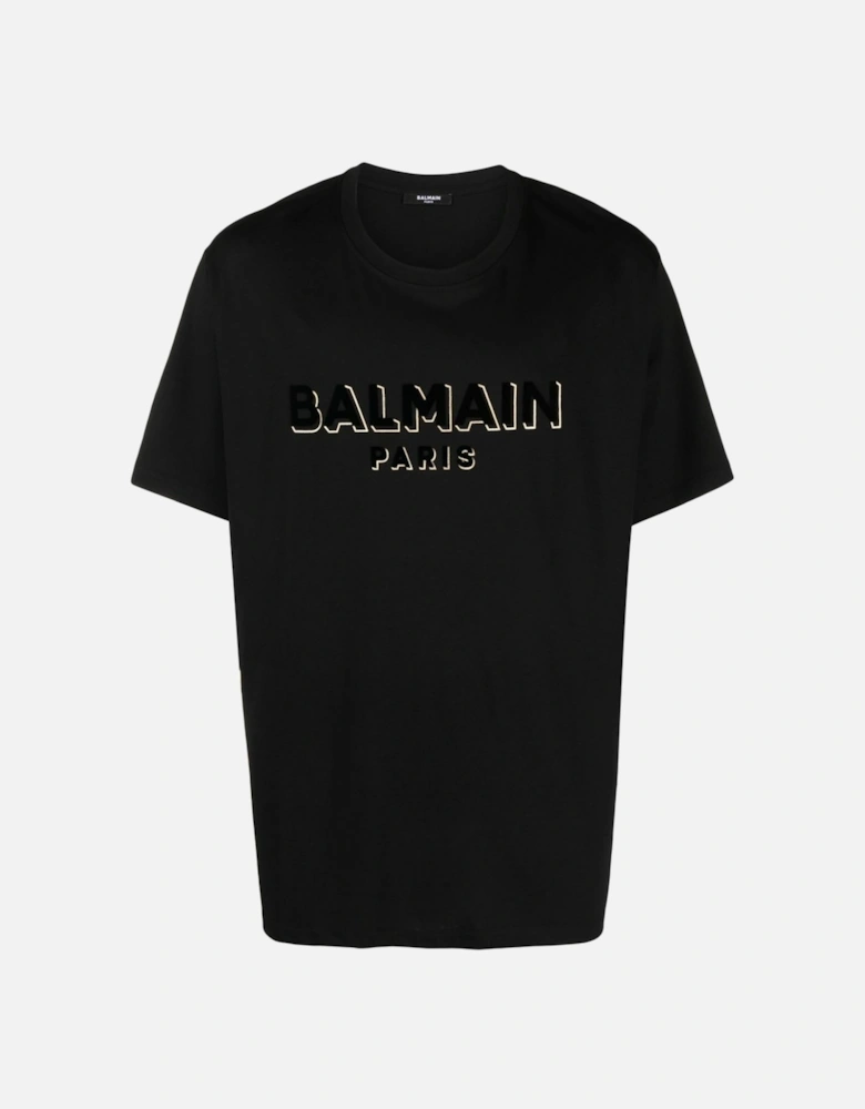 Metallic Velvet Flock T-Shirt Black Gold
